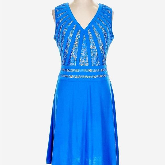 Adrianna Papell Royal Blue Lace Midi Dress - Picture 4 of 7
